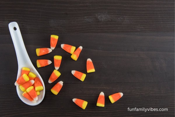 candy corn on spoon