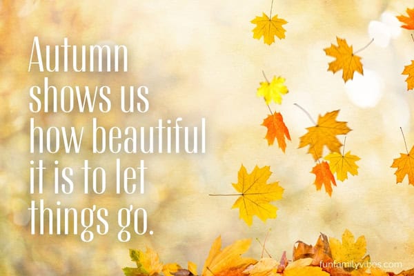 autumn falling leaves with quote overlay