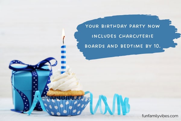 Gift, cupcake with candle, with birthday wish overlay