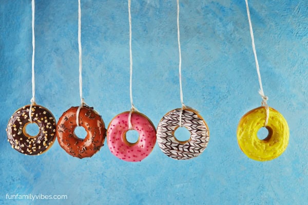 donuts hanging on a string