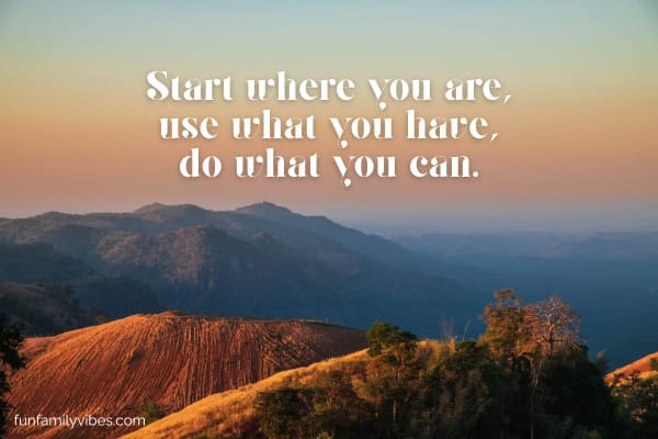 Beautiful mountain view with quote overlay