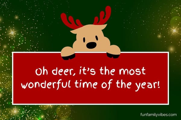 illustration of a reindeer peeking with pun overlay