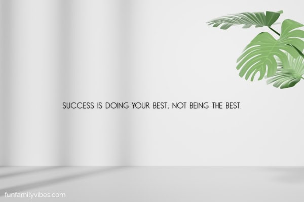 Empty white space with plant leaves at the corner, with quote overlay