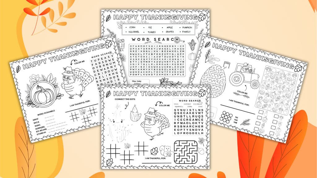 free thanksgiving kids activity coloring placemats