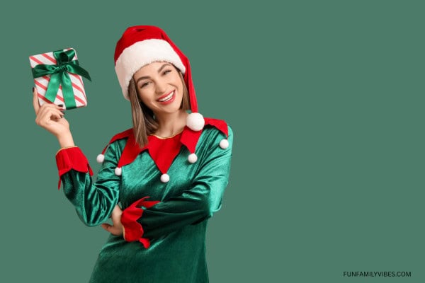 Girl dressed as Christmas Elf