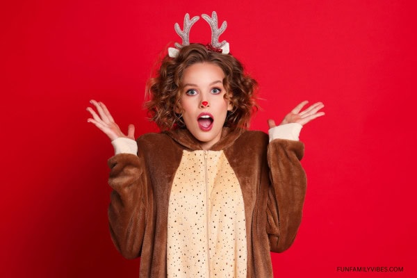 Girl dressed in reindeer costume