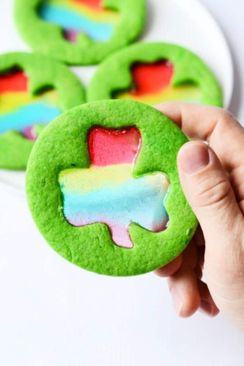 Stained Glass Shamrock Cookies