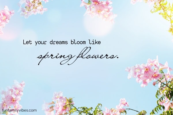 pink flowers in spring background with quote overlay
