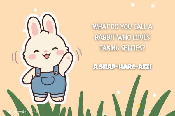 illustration of a cute bunny with joke overlay