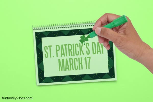 notepad with "st patrick's day" text on it