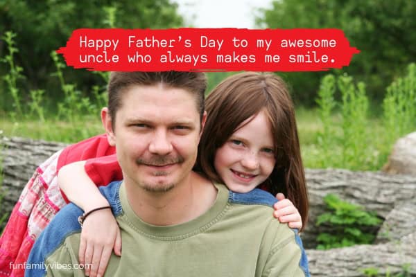 Little girl with his uncle, with quote overlay