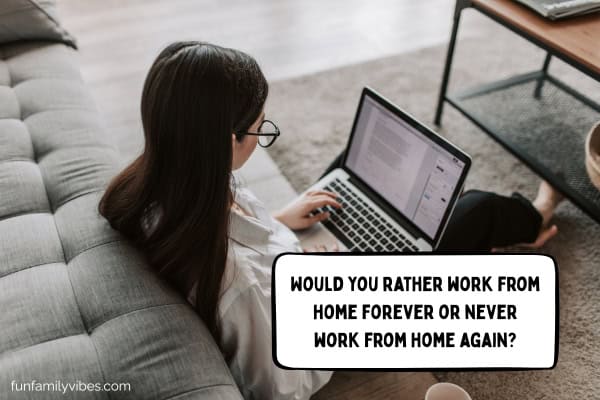 woman working at home with question overlay