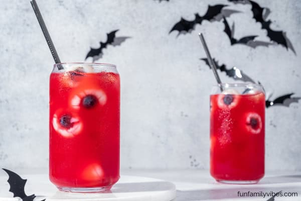 red drink with eyeballs