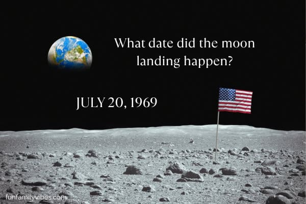 US flag on moon with question and answer overlay
