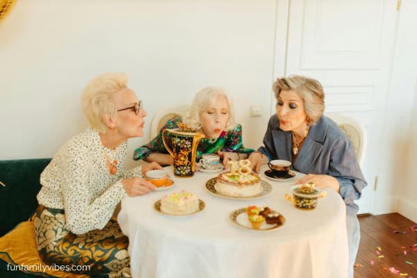 senior women having a tea party