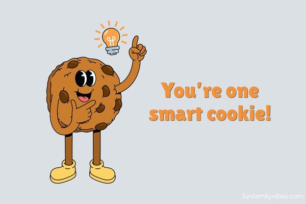 smart cookie cartoon with pun note overlay