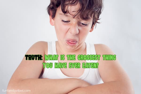 boy with a disgusted face with question overlay