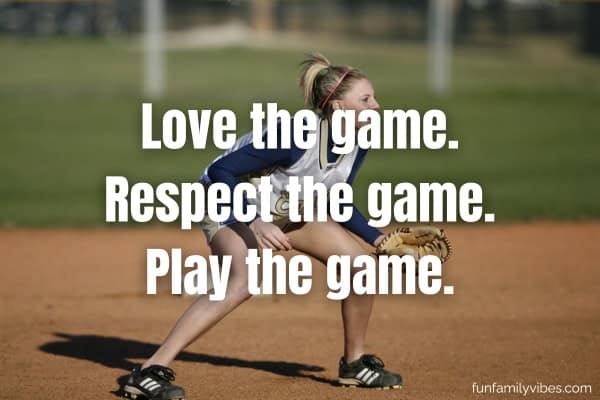 female baseball pitcher in a baseball game with quote overlay