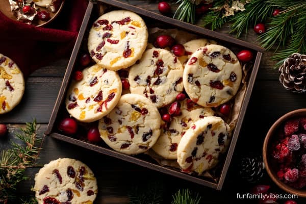 Christmas cookies in a wooden box