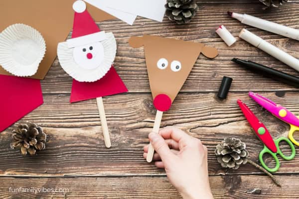 popsicle stick reindeer and santa